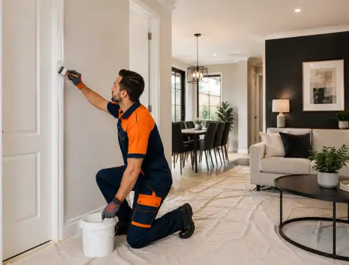 Interior trim and door frame painting for clean finishing details