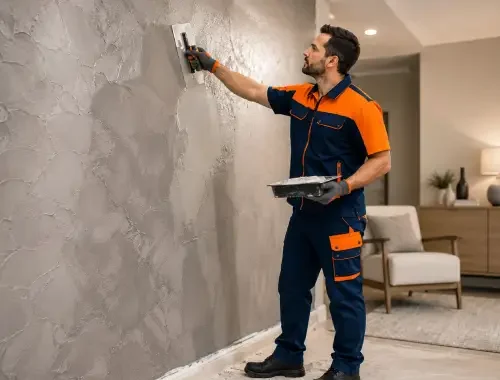 Feature wall painting with decorative finishes and texture coatings