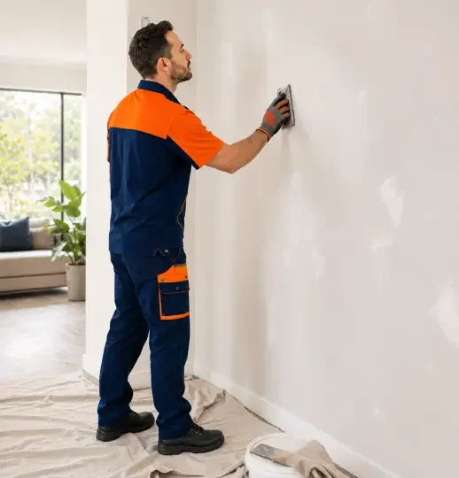 Interior surfaces prepared before applying new paint