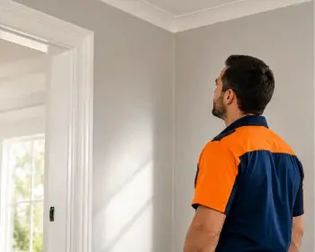 Painted wall finish inspected for consistency and finishing details